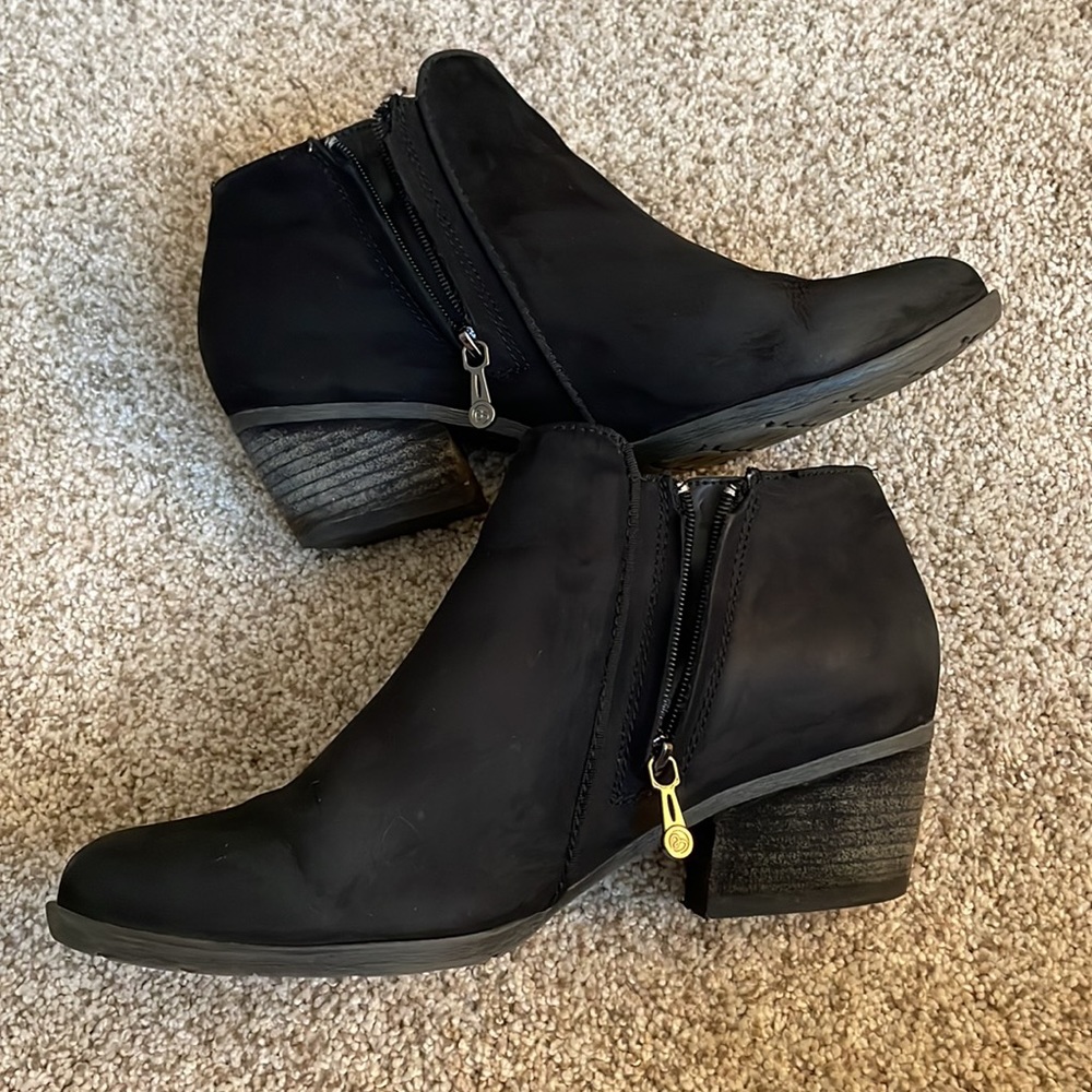 Black Leather Blondo Waterproof Zip Booties